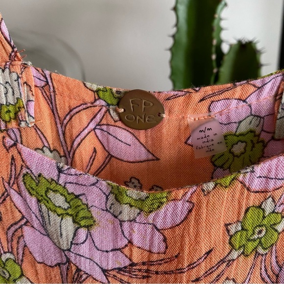 Free People Orange Floral Wide Leg Aloha Jumpsuit M - Picture 8 of 16